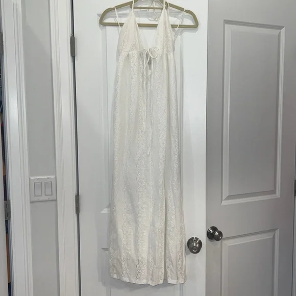 Zara | Dresses | Zara Halter Lace White Maxi Dress | Poshmark